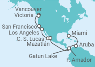Itinerario del Crucero Canal de Panamá y Costa del Pacífico - Princess Cruises