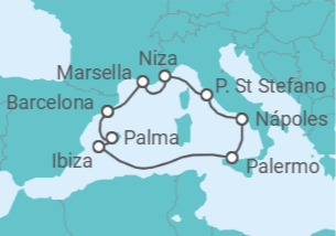Itinerario del Crucero Un viaje por el espíritu artístico e histórico de la belleza costera del Mediterráneo - Explora Journeys