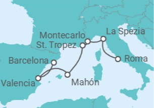 Itinerario del Crucero Un viaje de maravillas mediterráneas, desde los secretos de la antigüedad hasta las ciudades moderna - Explora Journeys