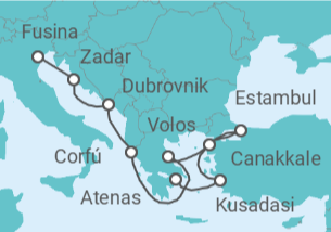 Itinerario del Crucero Un viaje por los mitos y maravillas del Egeo y del Adriático - Explora Journeys