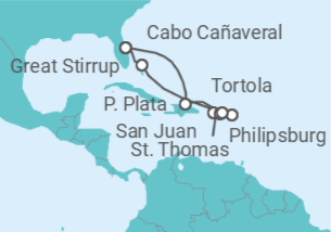 Itinerario del Crucero Puerto Rico, Saint Maarten, Islas Vírgenes - EEUU, Islas Vírgenes - Reino Unido - NCL Norwegian Cruise Line