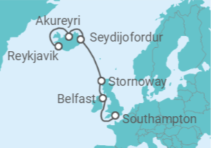 Itinerario del Crucero Un viaje por paisajes nórdicos y maravillas geotérmicas - Explora Journeys