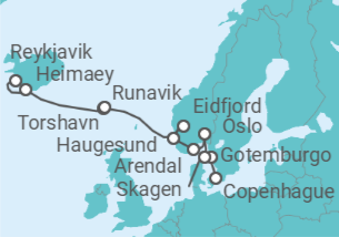 Itinerario del Crucero Noruega, Islandia e Islas Feroe: Oslo, Torshavn y Reykjavik  - Azamara