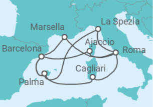 Itinerario del Crucero Tesoros del Mediterráneo - AIDA