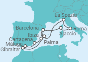 Itinerario del Crucero Gran viaje por el Mediterráneo - AIDA