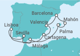 Itinerario del Crucero España, Portugal y Islas Baleares - AIDA