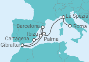 Itinerario del Crucero España, Italia y Gibraltar - AIDA