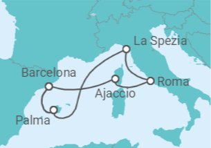 Itinerario del Crucero España, Italia, Francia - AIDA