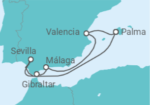 Itinerario del Crucero Viaje de Nochevieja al Mediterráneo - AIDA