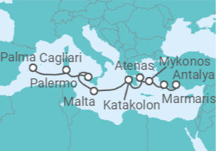 Itinerario del Crucero Italia, Grecia y Turquía - AIDA