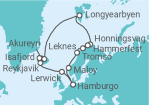Itinerario del Crucero Lo más destacado del Círculo Polar Ártico - AIDA