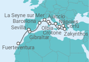 Itinerario del Crucero Grecia, Andalucía y Canarias desde Corfú I - AIDA