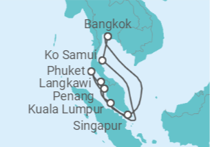 Itinerario del Crucero Tailandia, Malasia, Singapur - AIDA