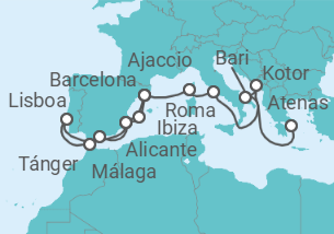 Itinerario del Crucero España, Marruecos, Portugal, Italia - Holland America Line