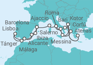 Itinerario del Crucero España, Portugal, Italia, Grecia - Holland America Line