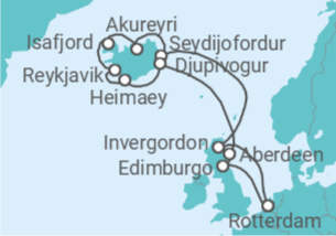 Itinerario del Crucero Reino Unido, Islandia - Holland America Line