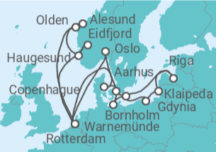 Itinerario del Crucero Noruega, Dinamarca, Alemania, Polonia, Lituania, Letonia, Holanda - Holland America Line