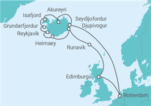 Itinerario del Crucero Islandia - Holland America Line