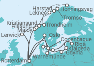 Itinerario del Crucero Fiordos y Báltico - Holland America Line