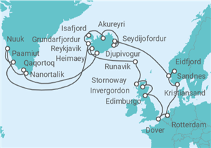 Itinerario del Crucero Eclipse solar legendario con Groenlandia y Escocia - Holland America Line