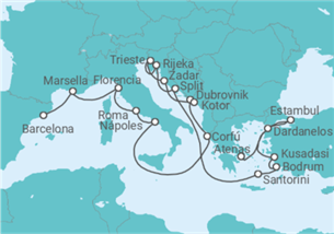 Itinerario del Crucero Desde Barcelona a Pireo (Atenas) - Holland America Line