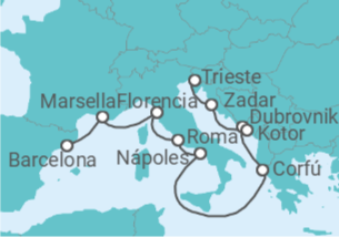 Itinerario del Crucero Desde Barcelona a Trieste (Italia) - Holland America Line