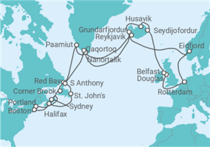 Itinerario del Crucero El legendario viaje de los Vikingos: Eclipse solar - Holland America Line
