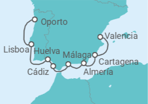 Itinerario del Crucero España, Portugal - Ponant