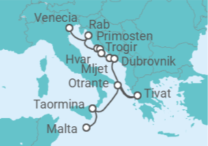 Itinerario del Crucero Croacia, Italia - Ponant