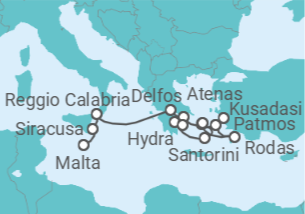 Itinerario del Crucero Desde Pireo (Atenas) a La Valletta (Malta) - Ponant
