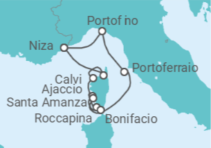 Itinerario del Crucero Francia, Italia - Ponant