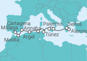 Itinerario del Crucero Desde Pireo (Atenas) a Málaga - Ponant