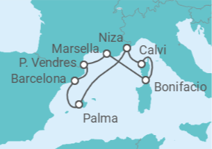 Itinerario del Crucero Francia, España - Ponant