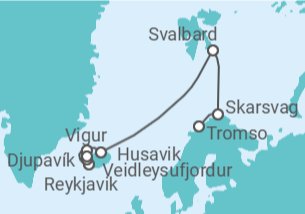Itinerario del Crucero Los pintorescos fiordos y las maravillas de Svalbard - Silversea