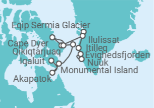 Itinerario del Crucero Esplendor natural del norte del Ártico - Silversea