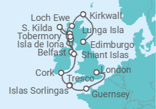 Itinerario del Crucero La inmensa historia de las Islas Británicas - Silversea