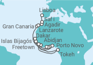 Itinerario del Crucero Las vibrantes costas occidentales de África - Silversea