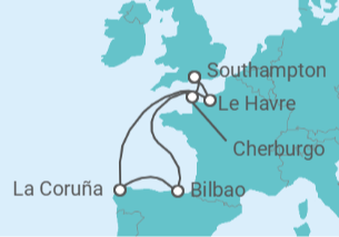 Itinerario del Crucero España, Francia - Con vuelos - Royal Caribbean