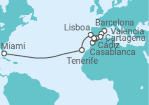 Itinerario del Crucero El sol de invierno del Atlántico - Silversea