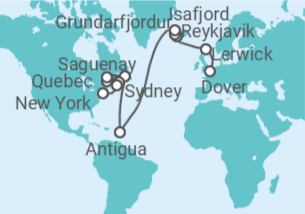 Itinerario del Crucero Transatlántico del Norte - Princess Cruises