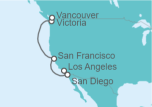 Itinerario del Crucero Alaska - Princess Cruises
