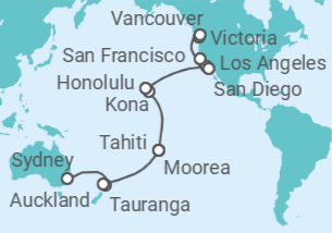 Itinerario del Crucero Islas y Costas del Pacífico - Princess Cruises