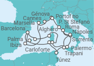 Itinerario del Crucero Italia, España, Francia - Explora Journeys