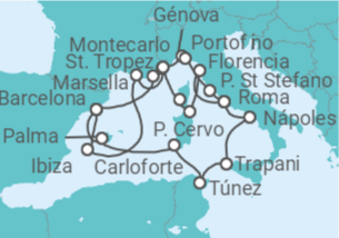 Itinerario del Crucero Francia, Italia, Túnez - Explora Journeys
