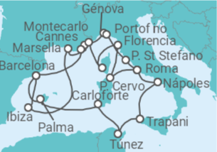 Itinerario del Crucero Francia, Italia, España - Explora Journeys