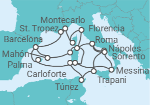 Itinerario del Crucero Italia, Túnez, Francia, España - Explora Journeys