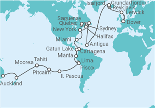 Itinerario del Crucero Segmento de vuelta al mundo: de Dover a Sydney - Princess Cruises