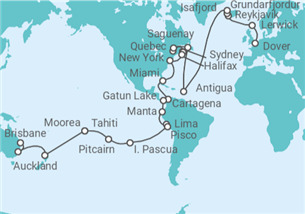 Itinerario del Crucero Segmento de vuelta al mundo: de Dover a Brisbane - Princess Cruises