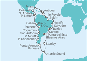 Itinerario del Crucero Grand Voyage: circulo sudamérica - Azamara