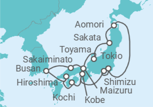Itinerario del Crucero Japón intensivo: Tokyo, Hiroshima y Kobe  - Azamara